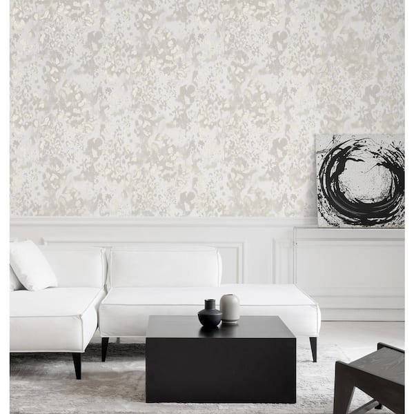 56 sq. ft. Metallic Snowbound Leopard Abstract Paper Unpasted Wallpaper Roll