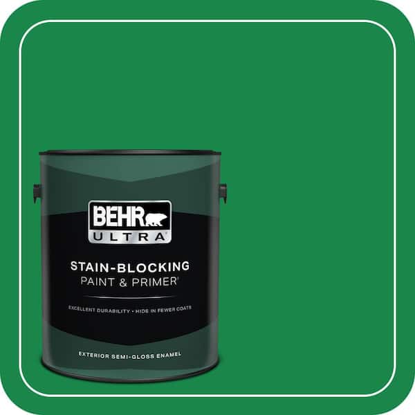 BEHR ULTRA 1 gal. #460B-6 Chlorophyll Semi-Gloss Enamel Exterior Paint & Primer