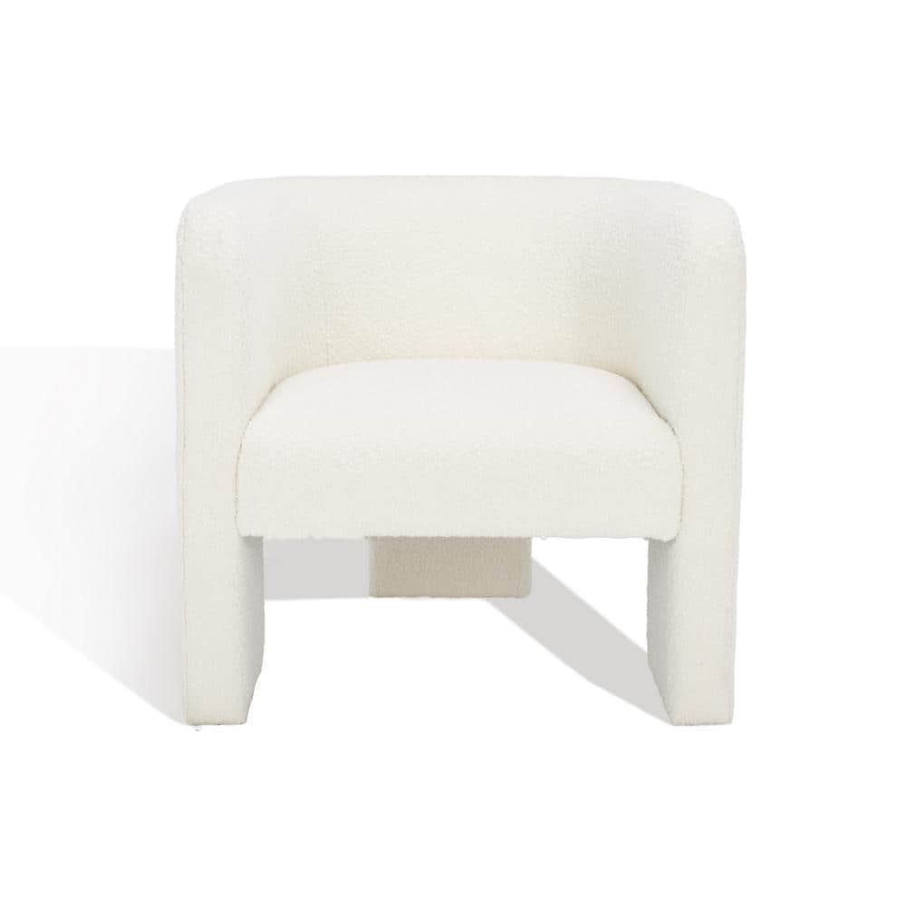 Ivory Barrel Back Wood Accent Chair with Tripod Base