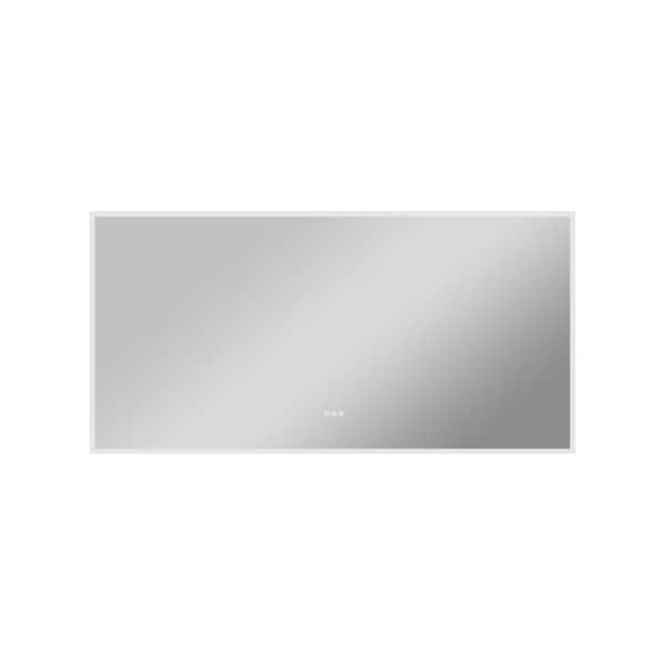 FORCLOVER 72 in. W x 36 in. H Rectangular Frameless LED Lighted Anti-Fog Wall Mounted Bathroom Vanity Mirror in Acrylic