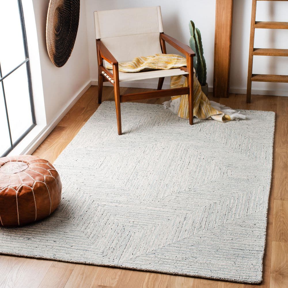 Elegant Gray Wool Hand-Tufted Accent Rug 36" x 24"