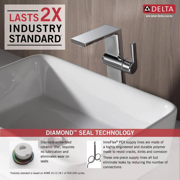 Delta Pivotal Single Hole Single Handle Vessel Bathroom Faucet In Chrome 799 Dst The Home Depot