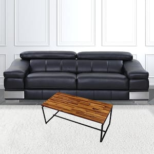 47 in. Gray and Silver Rectangle Wood Coffee Table