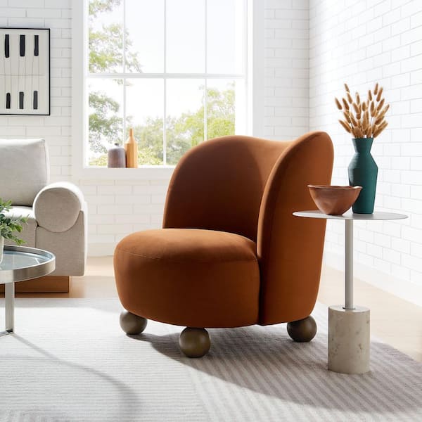 Monroe Performance Velvet Accent Chair in Rust Walnut