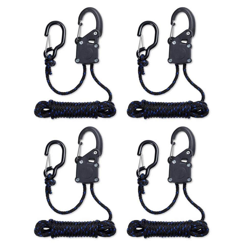 4-Piece 12 ft Braided PP Rope Tie Down Ratchet Straps with Adjustable Safety Lock Anti-Slip Hook Blue Stripe price history on PriceWatchPro