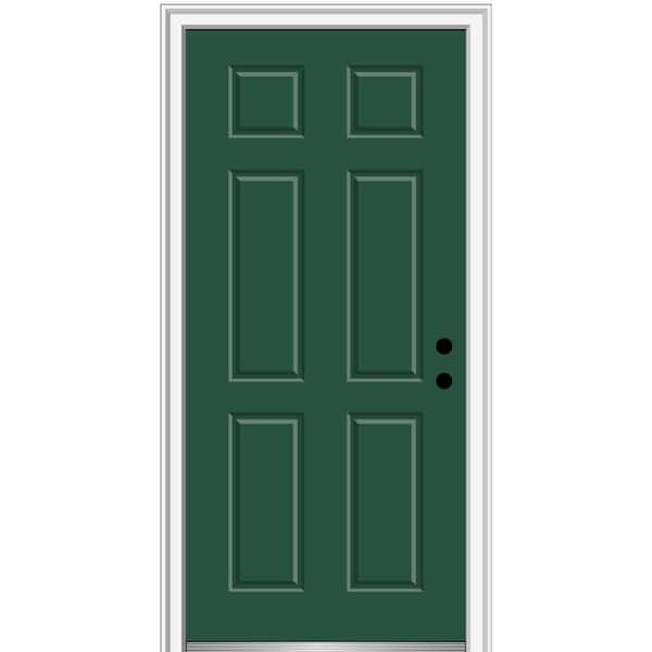 MMI DOOR 36 in. x 80 in. Left-Hand Inswing 6-Panel Classic Painted Fiberglass Smooth Prehung Front Door