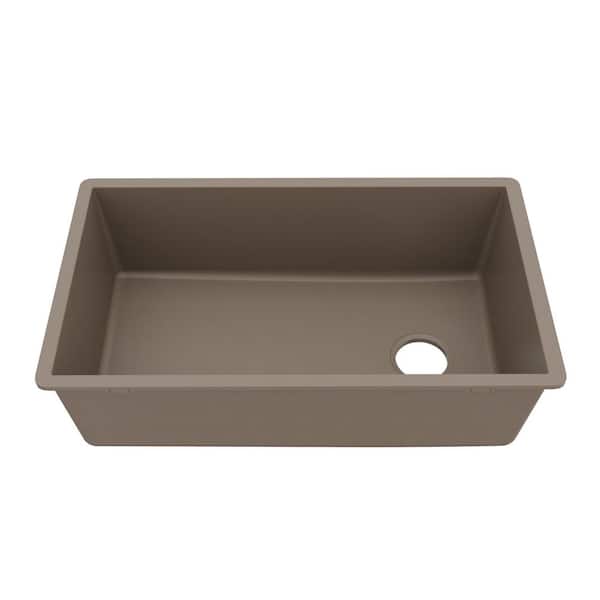 Undermount Quartz Composite 32 in. Single Bowl Kitchen Sink in Concrete