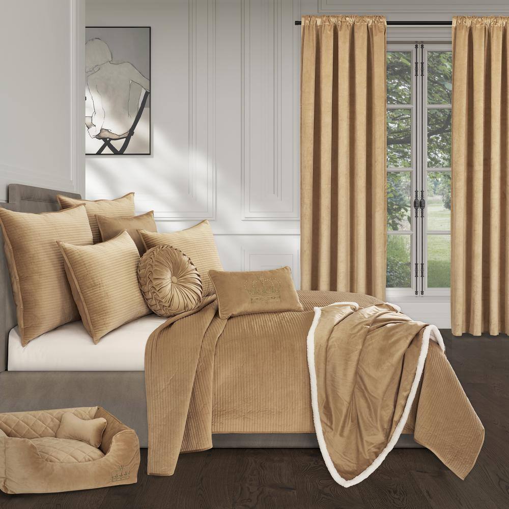 Toulhouse Gold Velvet 20" Square Decorative Throw Pillow Cover