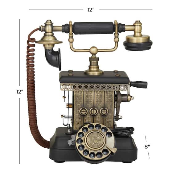 Retro Telephone Vintage, Retro Wood and Metal Phone with Genuine, Rotating  dial and Metal Bell, Retro Telephone, Creative high-end Phone