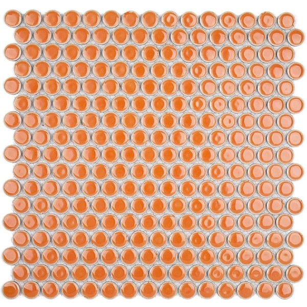 Ivy Hill Tile Bliss Edged Penny Round Polished Mango 3 in. x 6 in. Ceramic Mosaic Floor and Wall Tile Sample