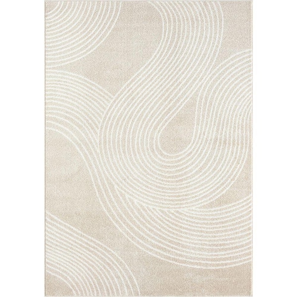 Nuevo Beige 4 ft. x 6 ft. Swirls Polypropylene Area Rug
