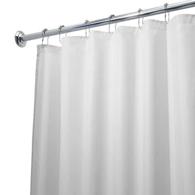 Poly Waterproof Long Shower Curtain Liner in White