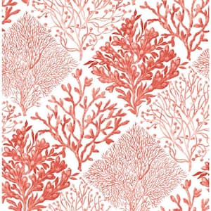 Vermillion Seaweed Vinyl Peel and Stick Wallpaper Roll (Cover 30.75 sq. ft.)