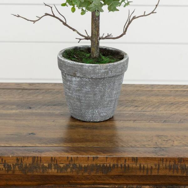 Nearly Natural 2 ft. Artificial Eucalyptus Double Ball Topiary