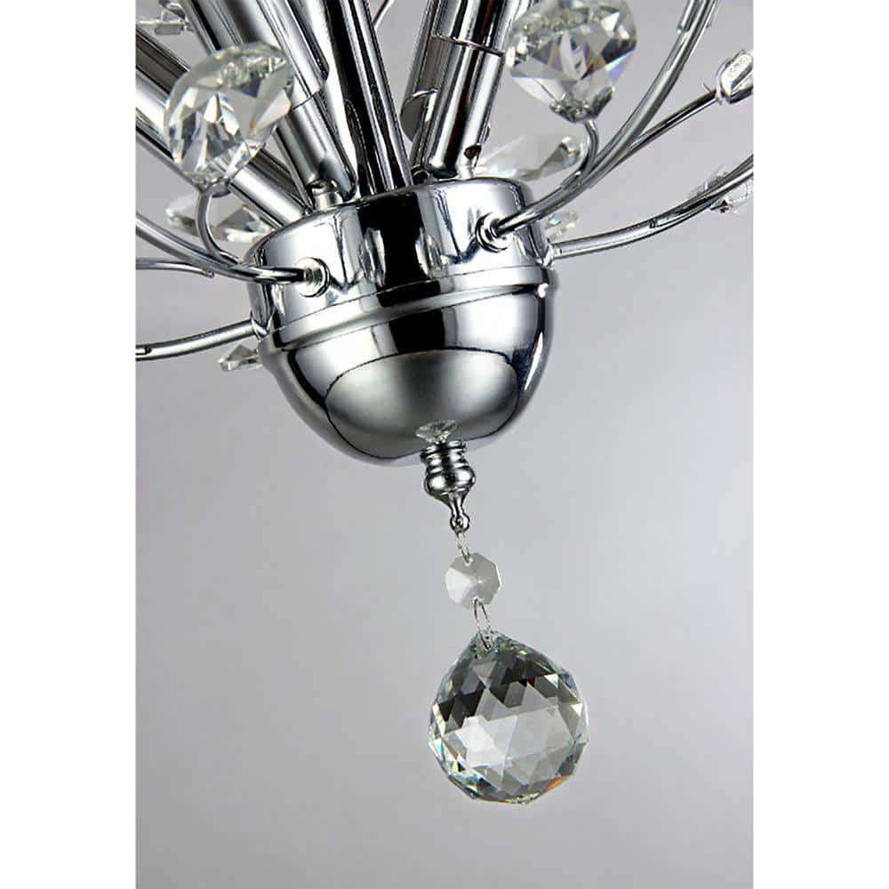 Chrome Mini Crystal Candle Chandelier with Dangle Embellishment