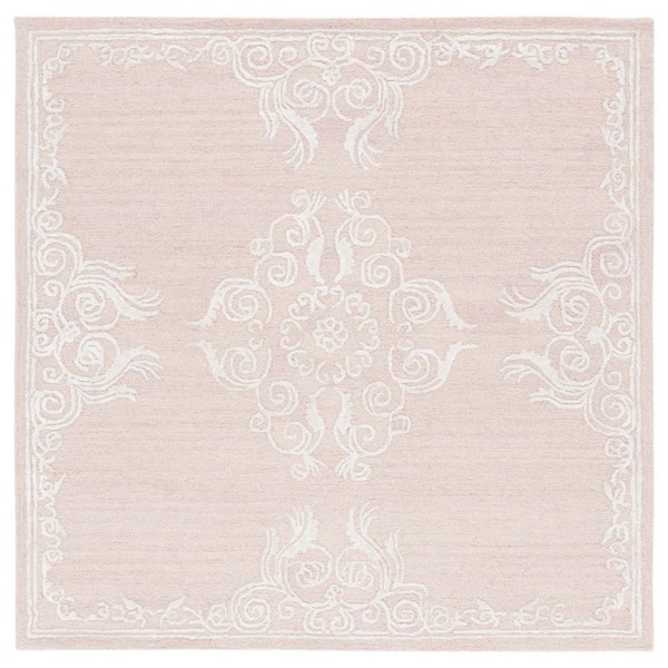SAFAVIEH Glamour 6 ft. x 6 ft. Light Brown/Ivory Ornate High-Low square Area Rug