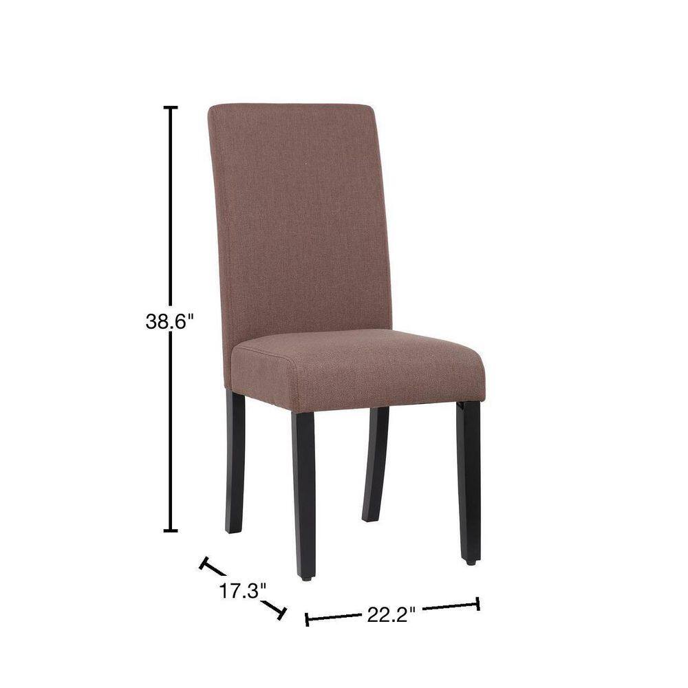 Brown Upholstered Linen Parsons Dining Side Chair Set