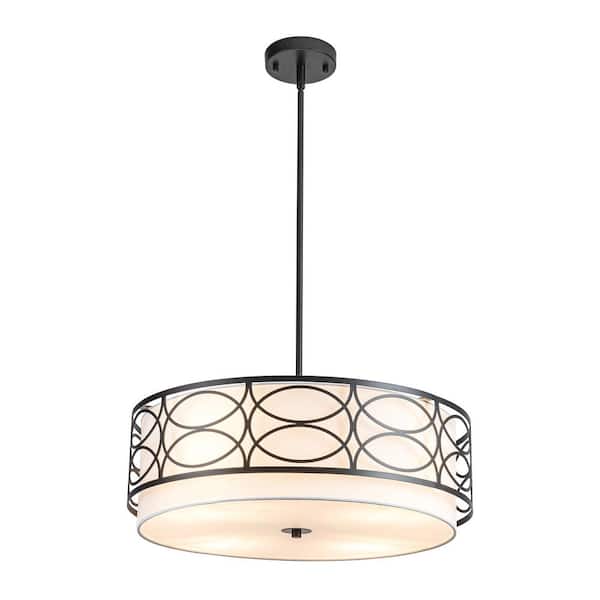 4 light Matte Black Dining Room Light Fixtures Drum Chandelier for Dining Room Living Room with no bulbs included