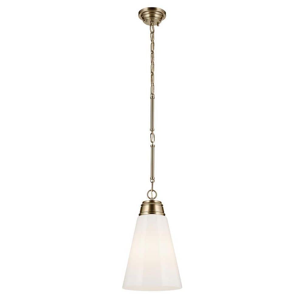 Marsailli 19 in. 1-Light Medium Pendant with Opal Glass in Champagne Bronze price history on PriceWatchPro