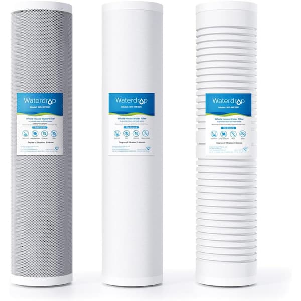 Waterdrop Whole House Water Filter, Carbon Filter and Sediment Filter, Replacement for Any 20" x 4. 5" System, 5-Micron WD-WF20PG