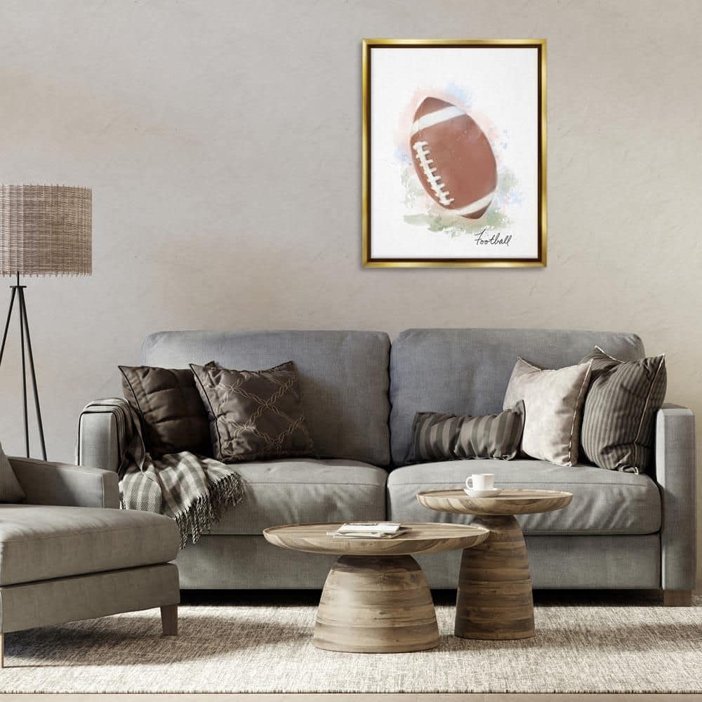Soft Pastel Football by Matthew Piotrowicz Gold Floater Frame Sports Graphic Art Print 31 in. x 25 in. price history on PriceWatchPro