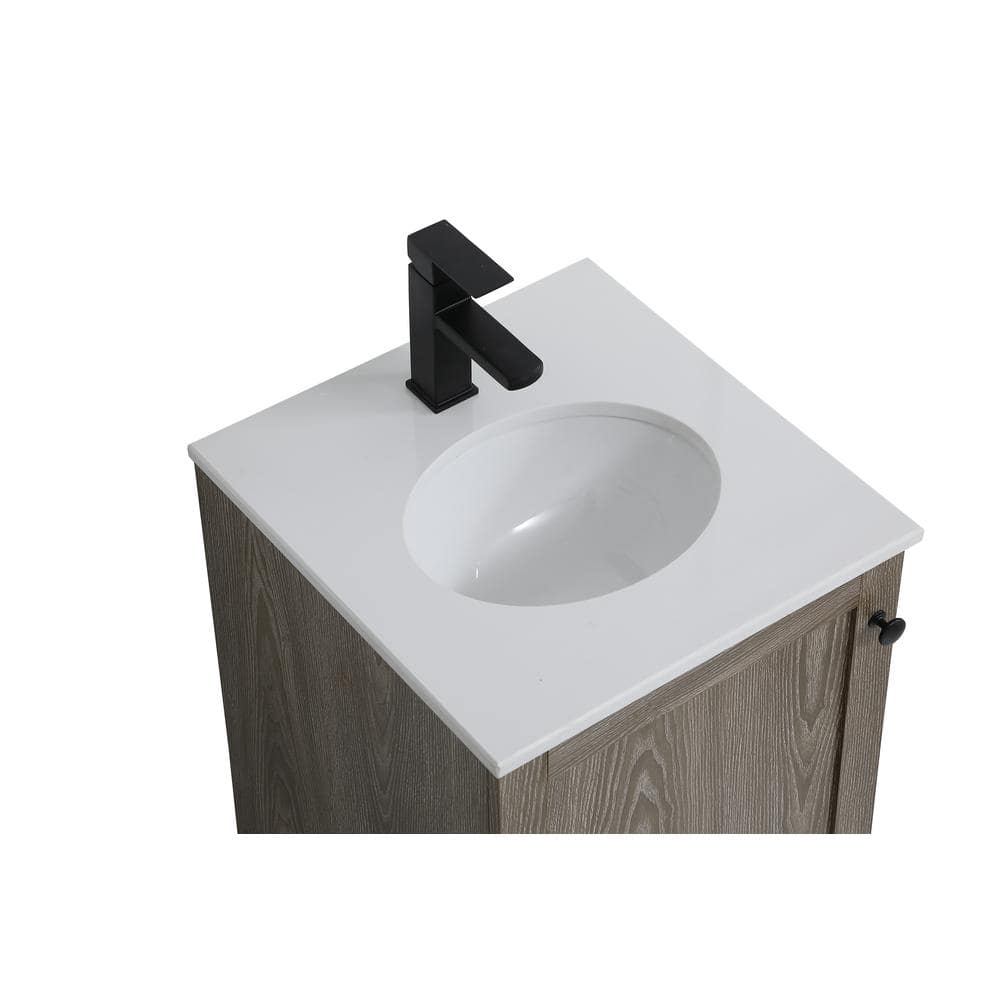 Weathered Oak 18" Single Bathroom Vanity with Porcelain Sink