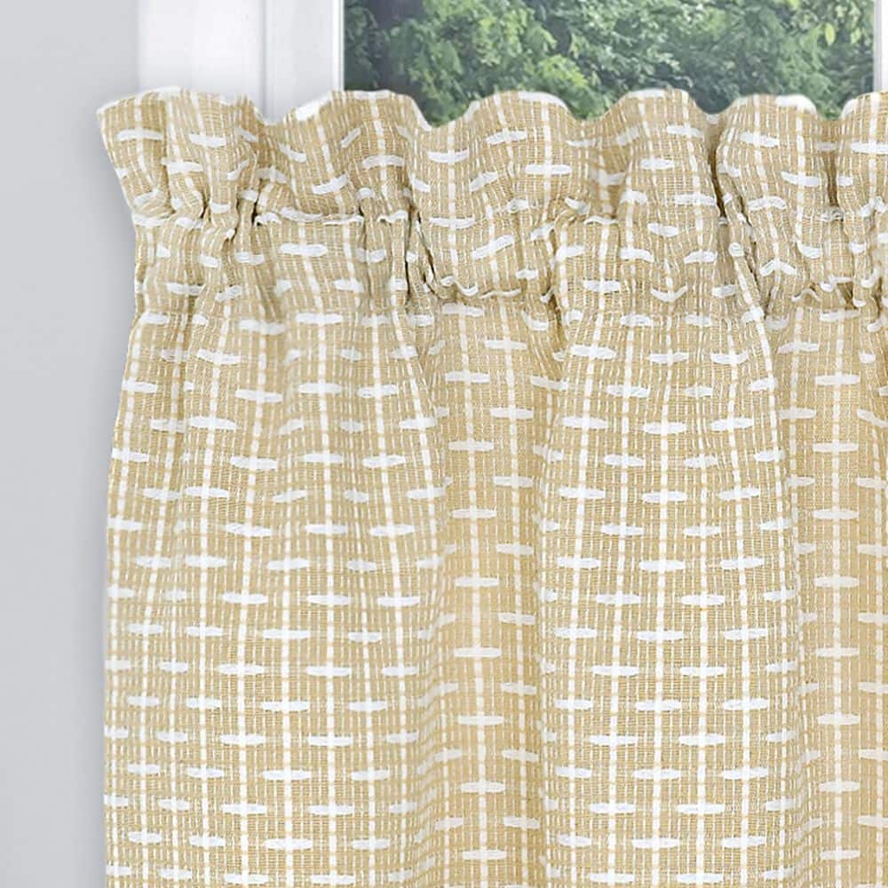 Tan Light Filtering Sill Length Rod Pocket Tier Curtains