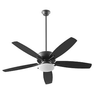Breeze 52 in. 5-Blades 1-Light 18-Watt Medium Base-Patio Plus in Matte Black Ceiling Fan