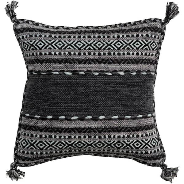 Artistic Weavers Ganale Black Striped Polyester 18 in. x 18 in. Throw Pillow