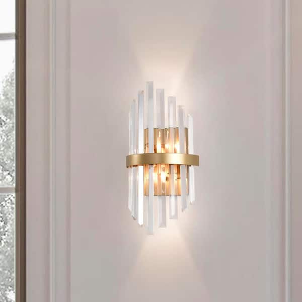 Anita 2-Light Glossy Bronze Crystal Glass Rod Decor Wall Sconce