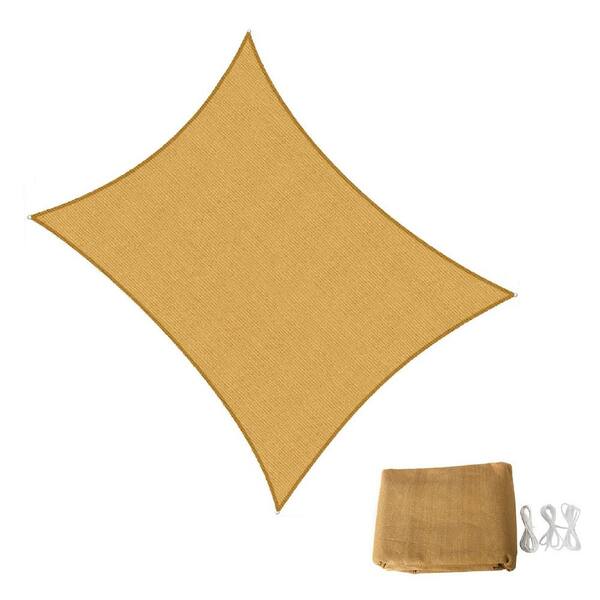LAUREL CANYON 8 ft. x 12 ft. 185 GSM HDPE Sand Rectangle Sun Shade Sail Screen Canopy with Ropes