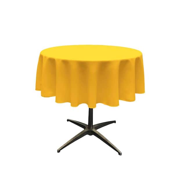 58 in. Round Dark Yellow Polyester Poplin Tablecloth