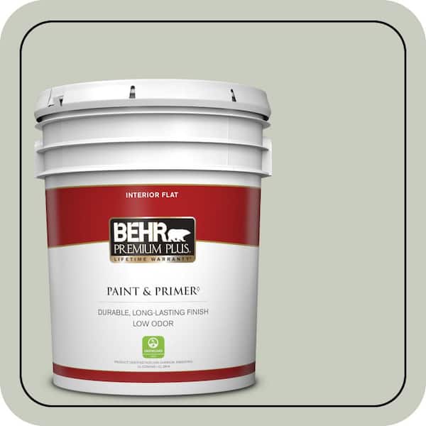 BEHR PREMIUM PLUS 5 gal. #PPL-80 Dynasty Celadon Flat Low Odor Interior Paint & Primer