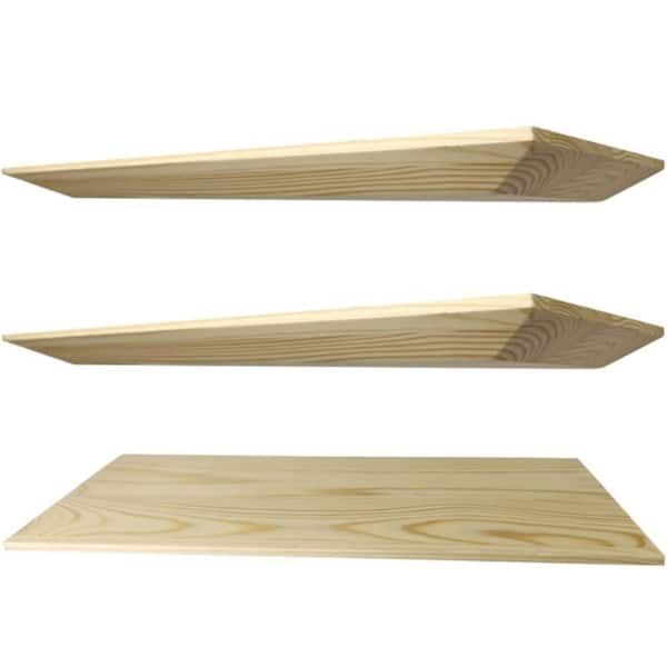 Unbranded kuma 15 in. W x 6.7 in. D x 1in Pine Wood Boards Floating Shelves Decorative Wall Shelf (Set of 3)
