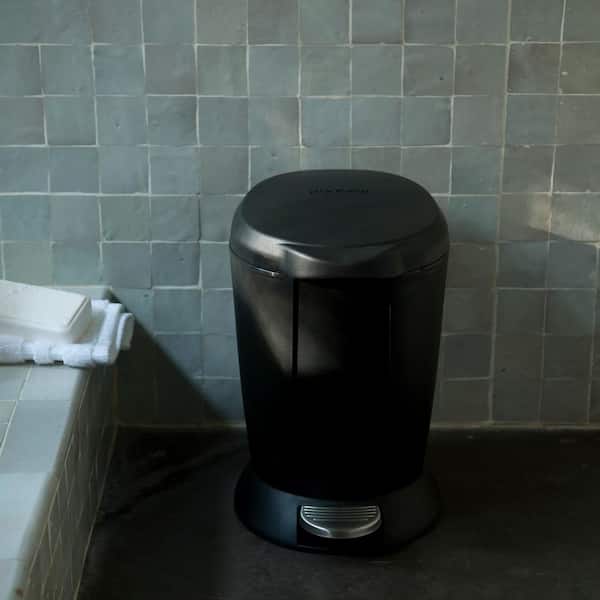 simplehuman 6-Liter Black Plastic Round Step-On Trash Can CW1319 - The Home  Depot