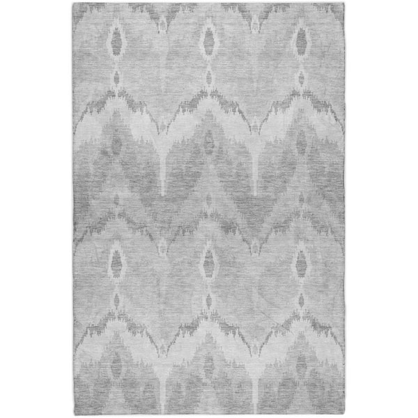 Dream Shag Premium Machine Washable Abstract ADS743 Silver 10 ft. x 14 ft. Area Rug