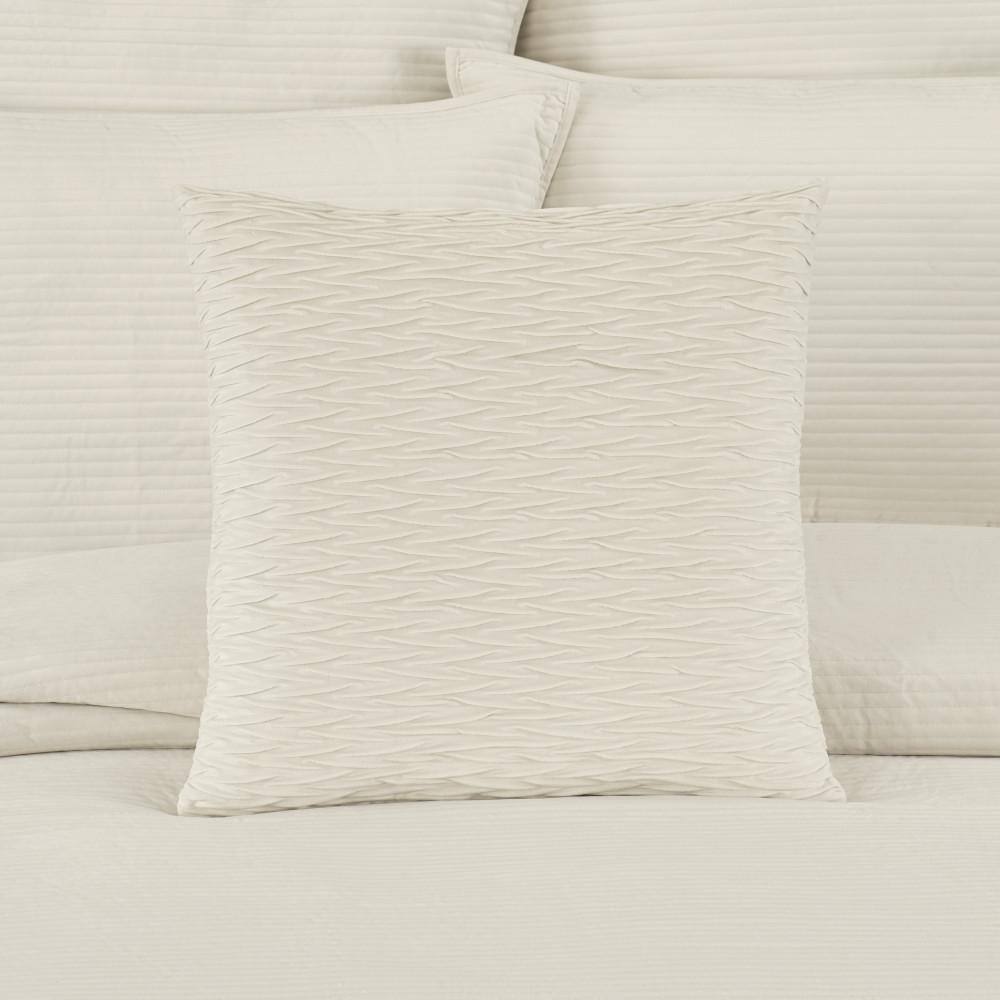 Ivory Textured Polyester Square Decorative Throw Pillow