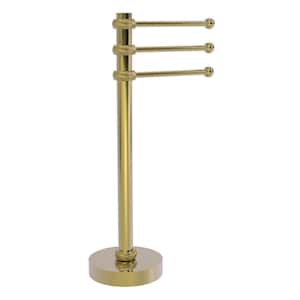 Vanity Top 9 in. 3-Swing Arm Guest Towel Holder with Twisted Accents in Unlacquered Brass