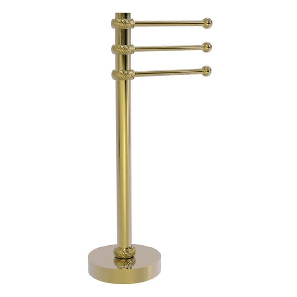 Allied Brass Vanity Top 9 in. 3-Swing Arm Guest Towel Holder with Twisted Accents in Unlacquered Brass