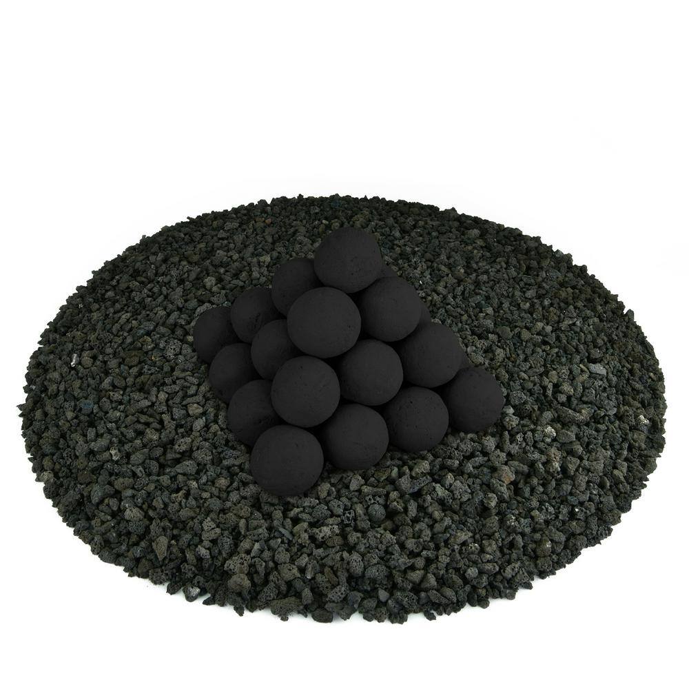 2 in. Set of 30 Ceramic Fire Balls in Midnight Black