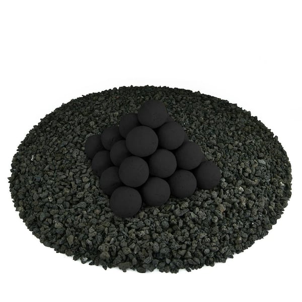 Unbranded 2 in. Set of 30 Ceramic Fire Balls in Midnight Black