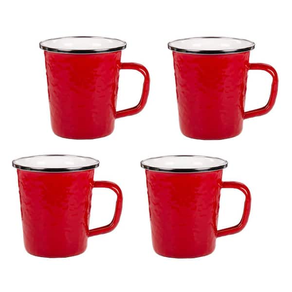 Golden Rabbit 16 oz. Solid Red Enamelware Latte Mugs (Set of 4) RR66S4 -  The Home Depot