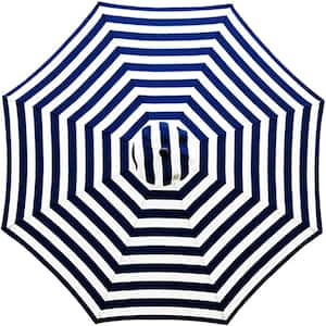 9 ft. Patio Umbrella Replacement Canopy Market Umbrella Top Outdoor Umbrella Canopy with 8 Ribs in Blue and White