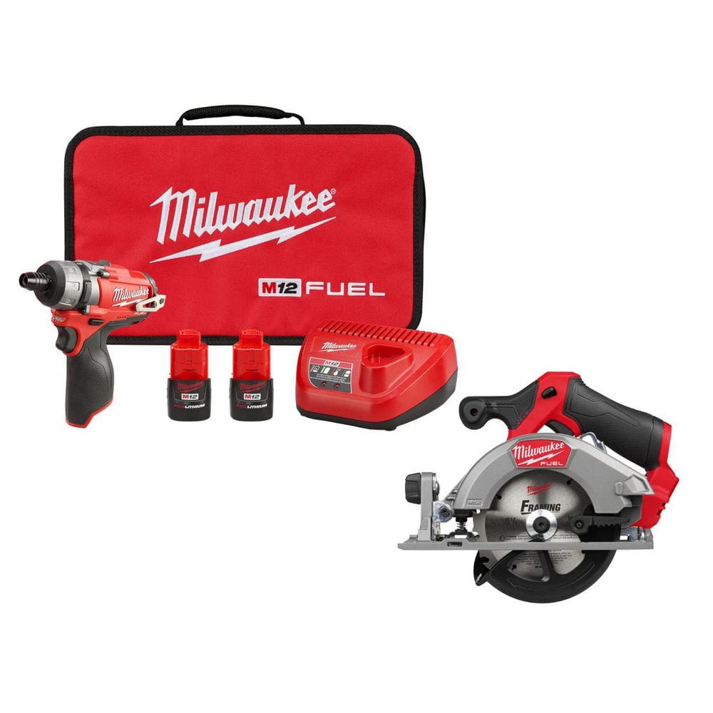 M12 FUEL 12V Lithium-Ion Brushless Cordless 1/4 in. Hex 2-Speed Screwdriver Kit W/(2) 2.0h Batteries, Bag,& Circular Saw price history on PriceWatchPro