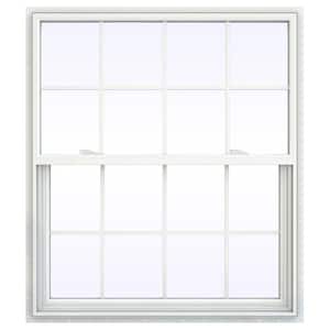 41.5 in. x 47.5 in. V-2500 Series White Vinyl Single Hung Window with Colonial Grids/Grilles