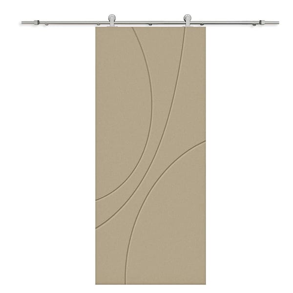 CALHOME 30 in. x 96 in. Unfinished Composite MDF Paneled Interior Sliding Barn Door with Hardware Kit