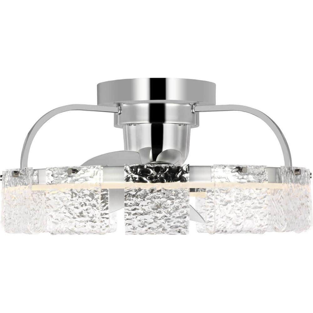 Polished Chrome 20" LED Fandelier with Remote and Glass Accents