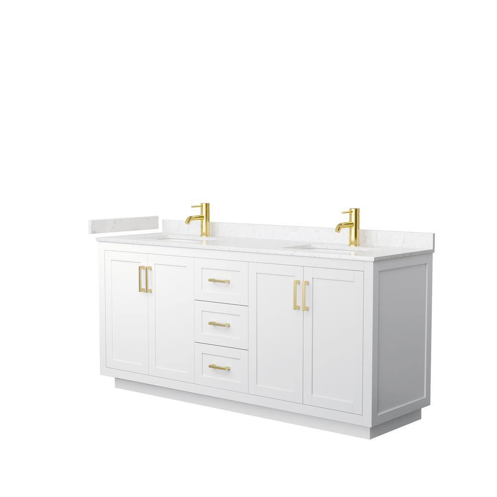Wyndham Collection Miranda 72 in. W Double Bath Vanity in White with Cultured Marble Vanity Top