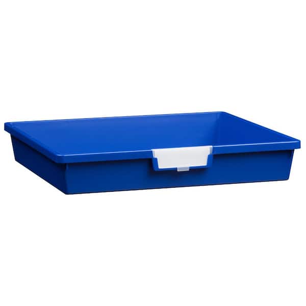 Unbranded 4 Gal. 3 in. Wide Line Single Depth Storage Tote in Primary Blue