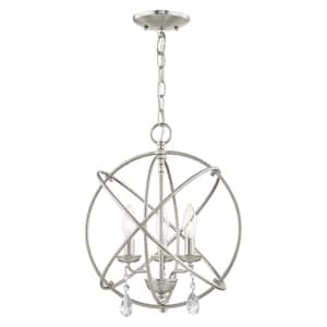 Aria 3 Light Brushed Nickel Convertible Mini Chandelier/Ceiling Mount